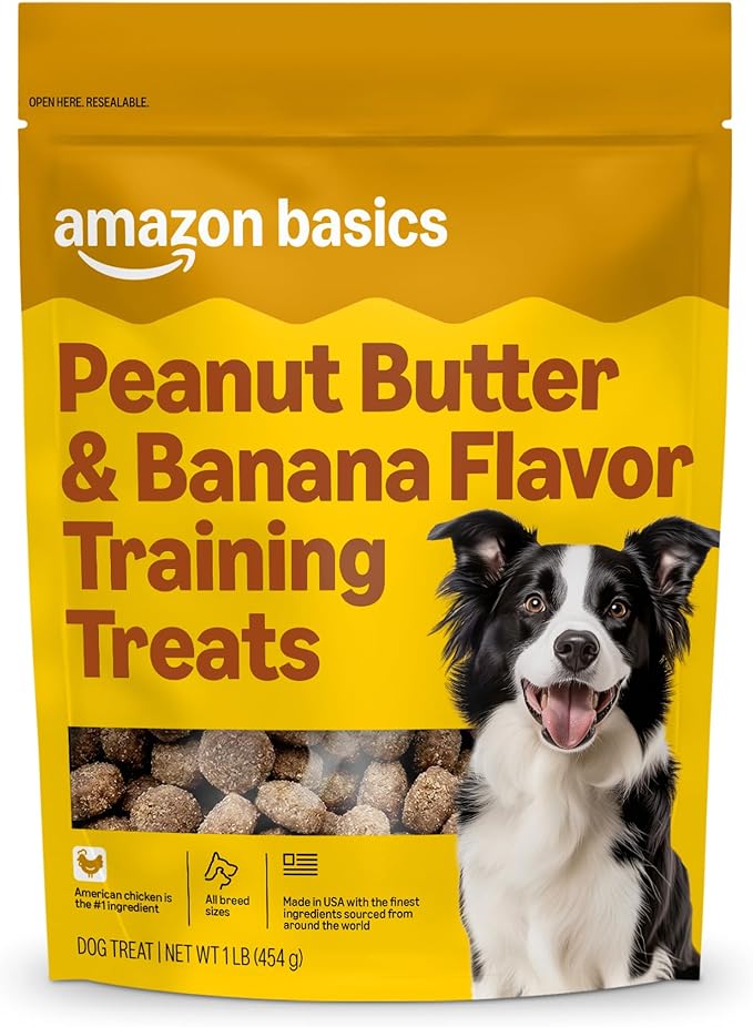 Amazon Basics Peanut Butter &Banana Flavor Training Treats forDogs, 1 lb. Bag (16 oz)(Previously Wag)