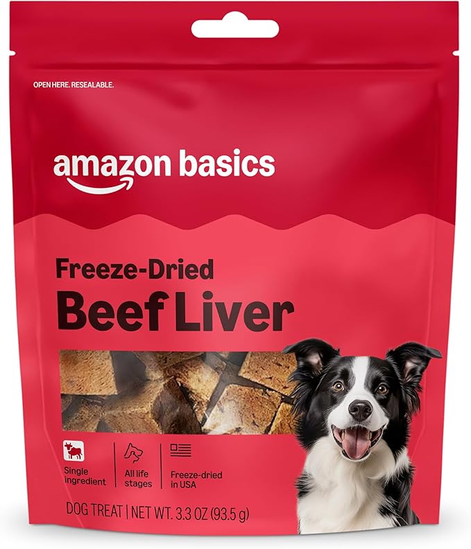Amazon Basics Freeze-Dried RawSingle Ingredient Dog Treats(Previously Wag), Beef Liver,High Protein, Grain-Free, 3.3Ounce (Pack of 1), Packagingmay vary